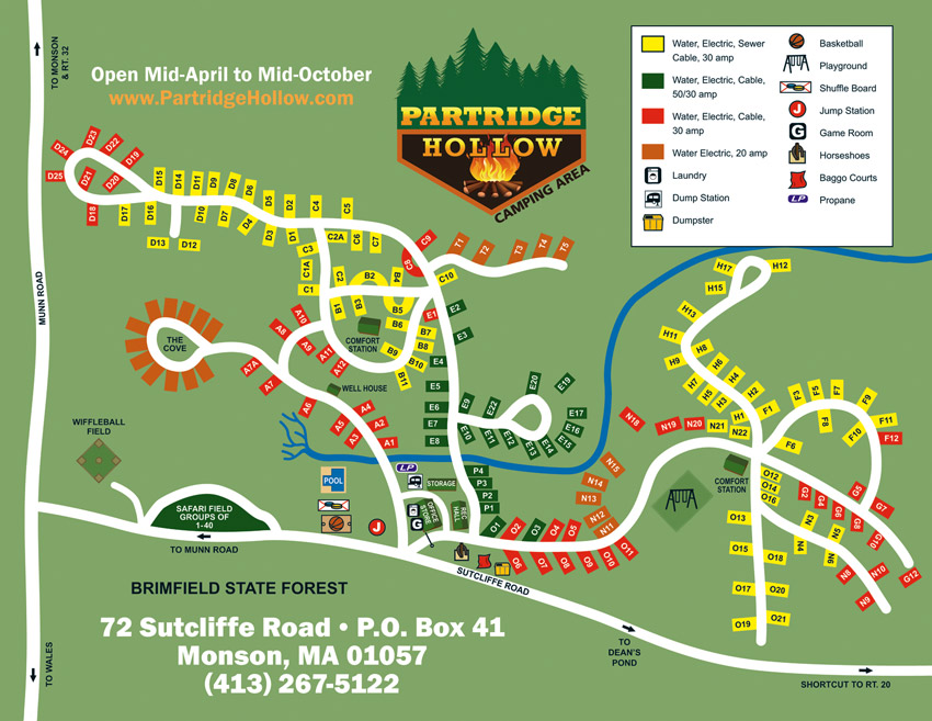 Partridge Hollow Camping Area Site Map