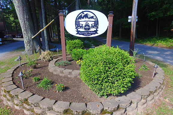 Entrance sign at Partridge Hollow Camping Area